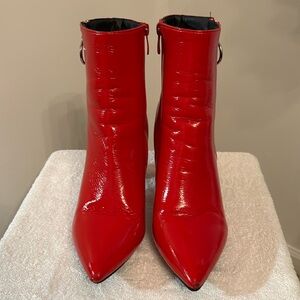 Red Vinyl Ankle Boots